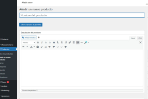 nuevo producto woocommerce